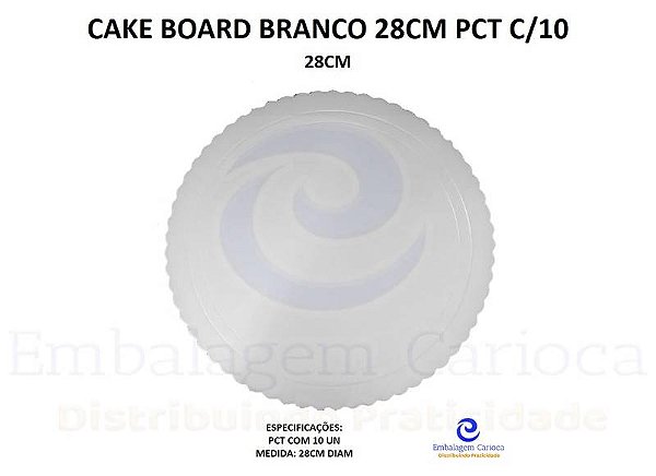 CAKE BOARD BRANCO 28CM PCT C/10