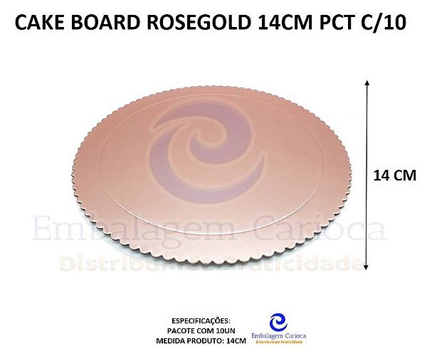 CAKE BOARD ROSEGOLD 14CM PCT C/10
