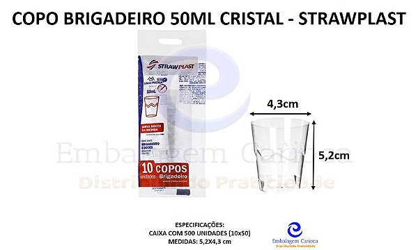 COPO BRIGADEIRO 50ML CRISTAL 50X10 STRAWPLAST 302