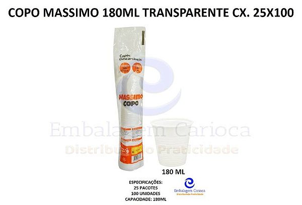 COPO MASSIMO 180ML TRANSPARENTE CX.25X100