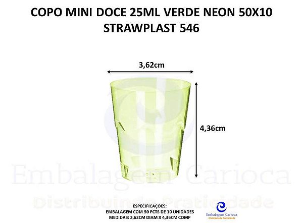 COPO MINI DOCE 25ML VERDE NEON 50X10 STRAWPLAST 546
