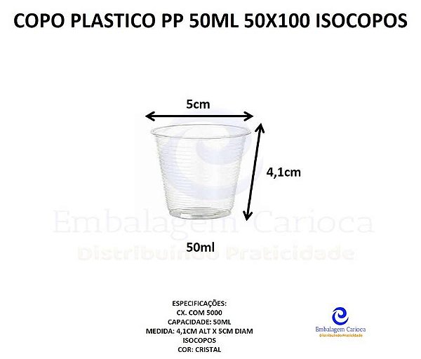 COPO PLASTICO PP 50ML 50X100 ISOCOPOS