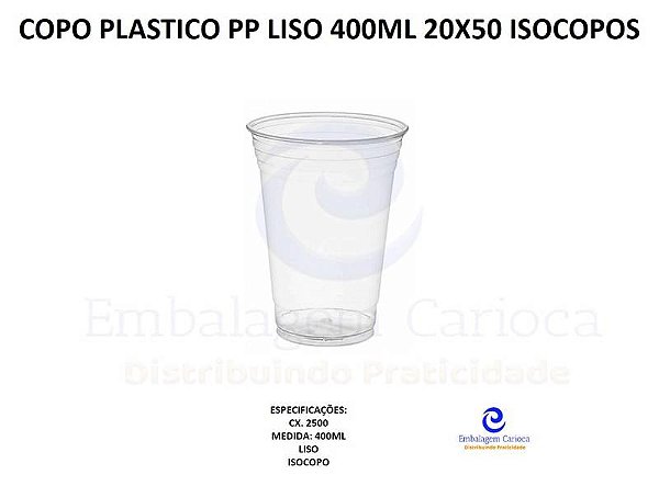 COPO PLASTICO PP LISO 400ML 20X50 ISOCOPOS
