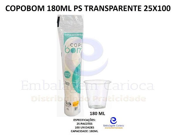 COPOBOM 180ML PS TRANSPARENTE 25X100