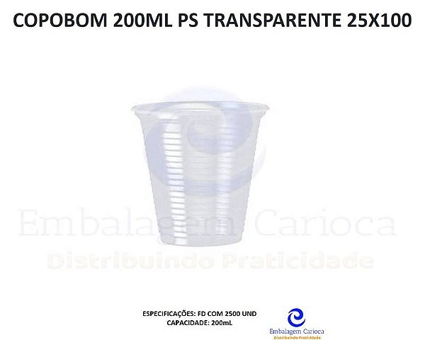 COPOBOM 200ML PS TRANSPARENTE 25X100
