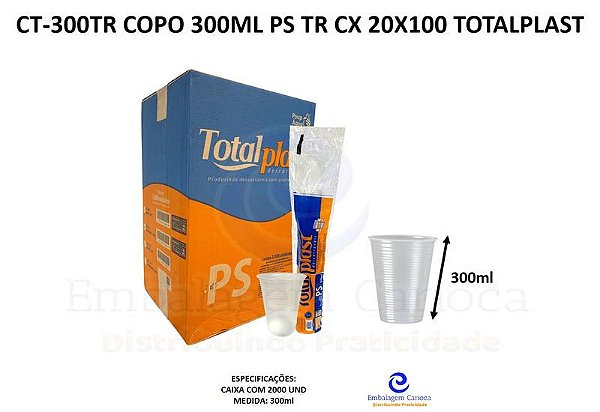 CT-300TR COPO 300ML PS TR CX 20X100 TOTALPLAST