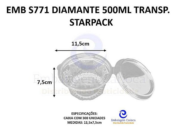 EMB S771 DIAMANTE 500ML TRANSP. CX C/300 STARPACK