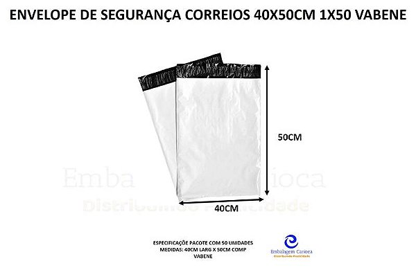 ENVELOPE DE SEGURANÇA CORREIOS 40X50CM 1X50 VABENE