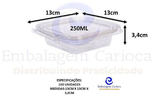 F730 C/ LACRE 250ML POTE QUADRADO 13X13X3,4CM 100UN FIBRAFORM