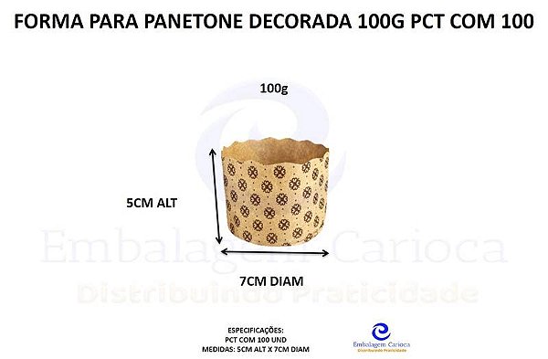 FORMA P/ PANETONE DECORADA 100G PCT C/ 100