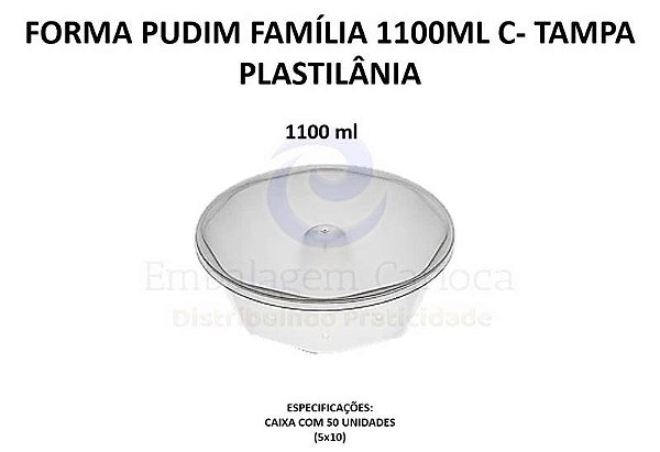 FORMA PUDIM FAMILIA 1100ML C/ TAMPA 10X05 PLASTILANIA