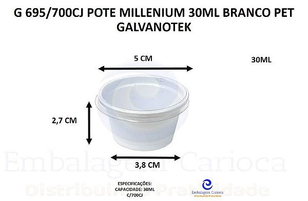 G 695/700CJ POTE MILLENIUM 30ML BRANCO PET GALVANOTEK MOLHO