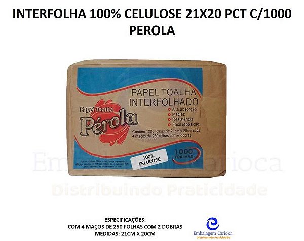 INTERFOLHA 100% CELULOSE  21X20 PCT C/1000 PEROLA
