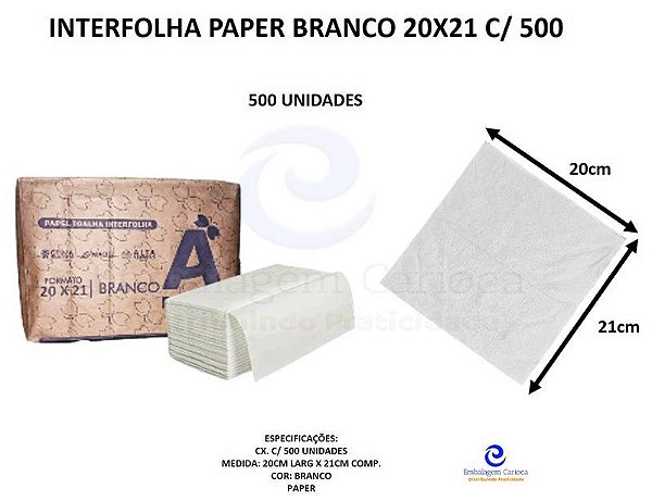 INTERFOLHA PAPER BRANCO 20X21 C/500