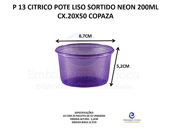 P 13 CITRICO POTE LISO SORTIDO NEON 200ML CX.20X50 COPAZA