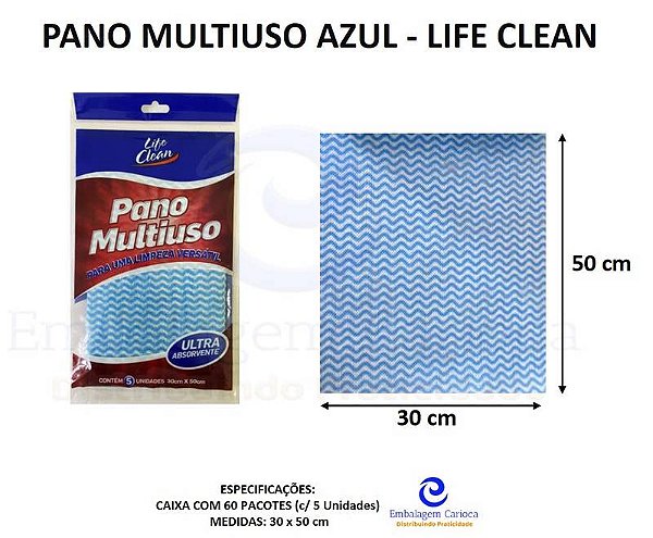 PANO MULTIUSO 30X50 AZUL CX C/60 PCT C/5 UND LIFE CLEAN