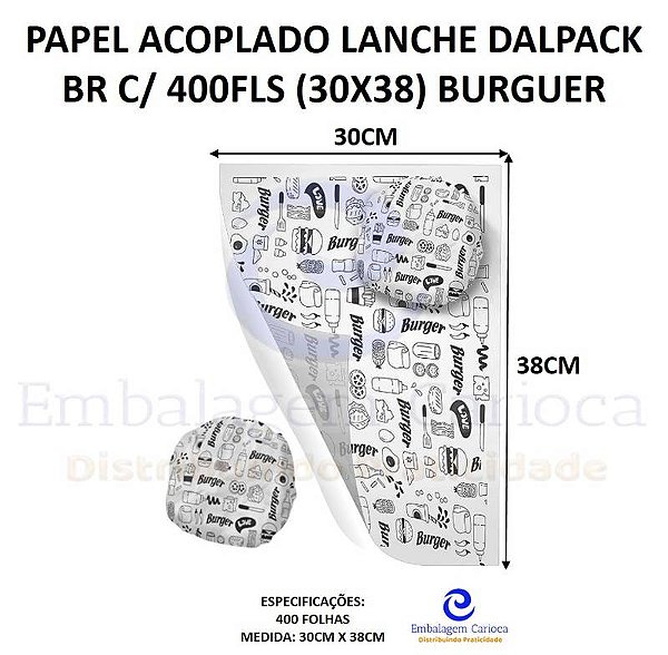 PAPEL ACOPLADO LANCHE DALPACK BR C/ 400FLS (30X38) BURGUER