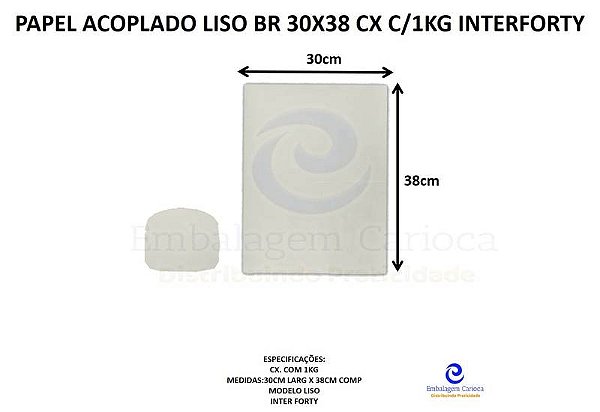 PAPEL ACOPLADO LISO BR 30X38 CX C/1KG INTERFORTY