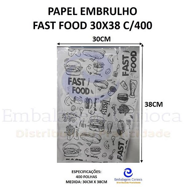 PAPEL EMBRULHO FAST FOOD 30X38 C/400 RIO BRANCO