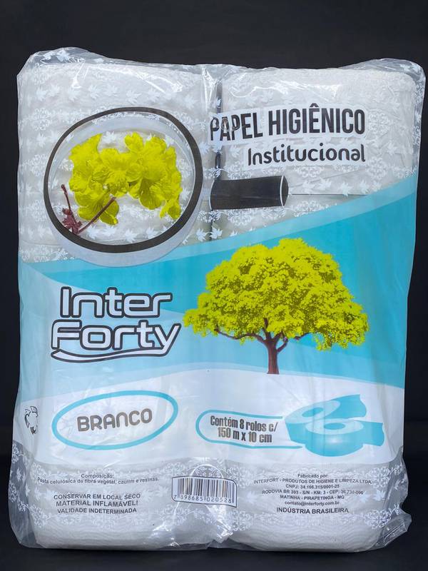 PAPEL HIGIENICO ROLAO INTER FORTY 150M X 10CM BRANCO FD 8 ROLOS