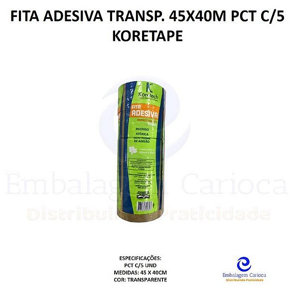 PCT FITA ADESIVA TRANSP. 45X40M C/5 KORETAPE