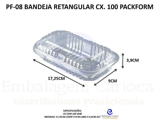 PF-08 BANDEJA RETANGULAR CX. 100 PACKFORM