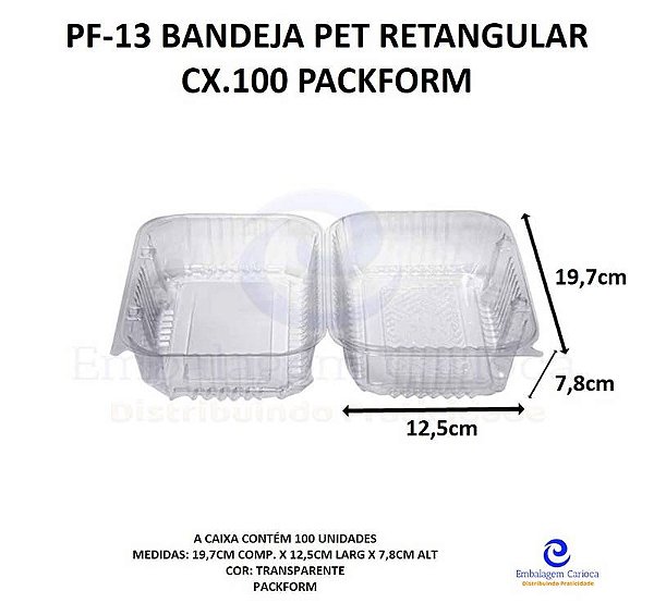 PF-13 BANDEJA PET RETANGULAR CX.100 PACKFORM