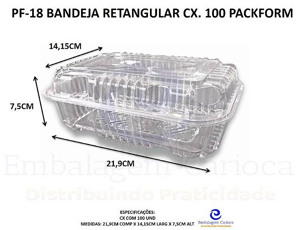 PF-18 BANDEJA RETANGULAR CX. 100 PACKFORM