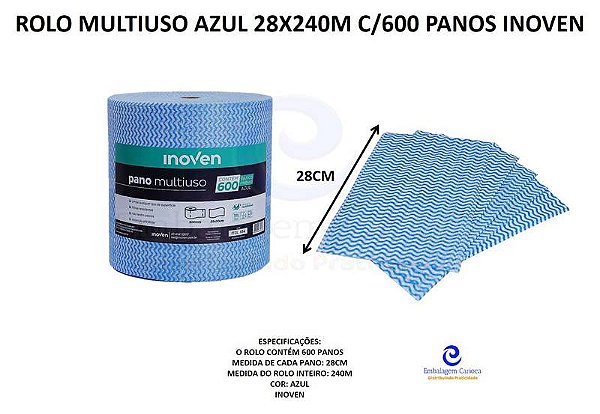 ROLO MULTIUSO AZUL 28X240M C/600 PANOS INOVEN