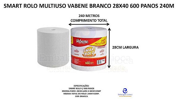SMART ROLO MULTIUSO VABENE BRANCO 28X40 600 PANOS 240M