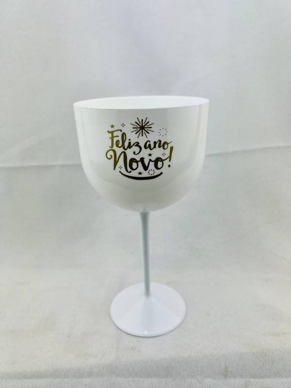 TACA GIN 500ML BRANCA/DOURADA FELIZ ANO NOVO C/50 COD 101 MAZEL