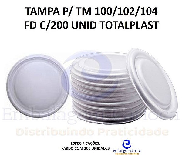 TAMPA P/ TM 100/102/104 FD C/200 UNID TOTALPLAST