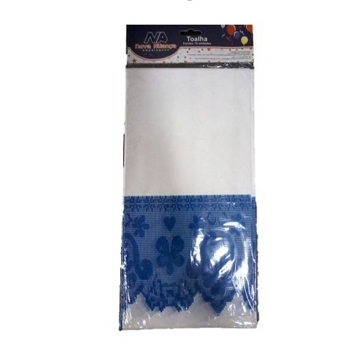 TOALHA MESA 70X70 LEITOSA DECORADA AZUL ESCURO C/ 10 UND