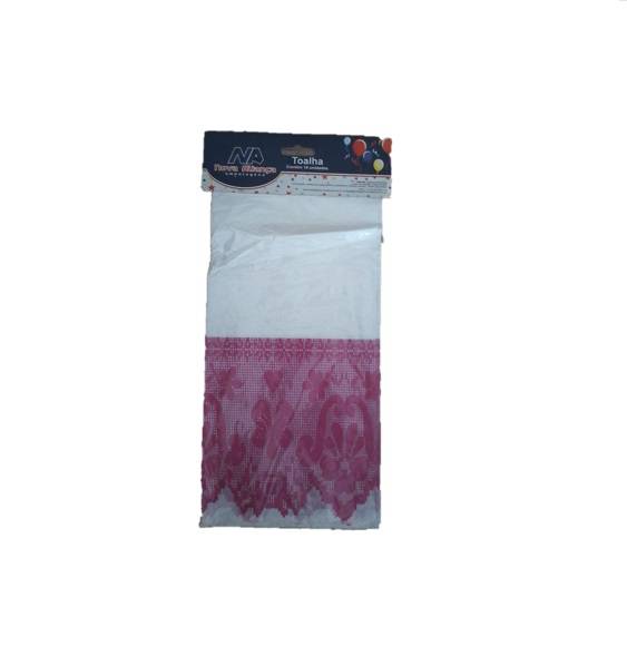 TOALHA MESA 80X80 LEITOSA DECORADA ROSA ESCURO PCT C/10 UND