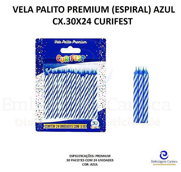 VELA PALITO PREMIUM (ESPIRAL) AZUL CX.30X24 CURIFEST