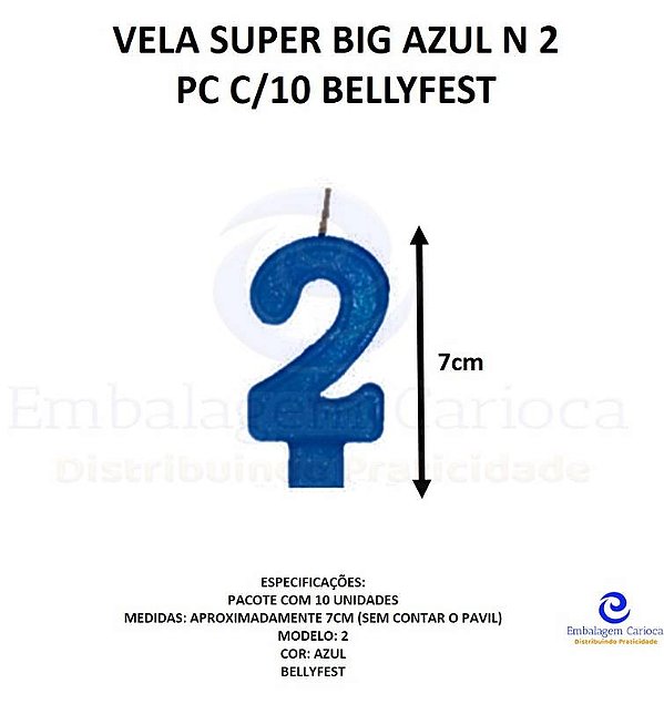 VELA SUPER BIG AZUL N 2 PC C/10 BELLYFEST