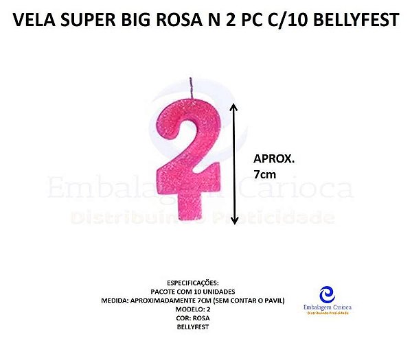 VELA SUPER BIG ROSA N 2 PC C/10 BELLYFEST