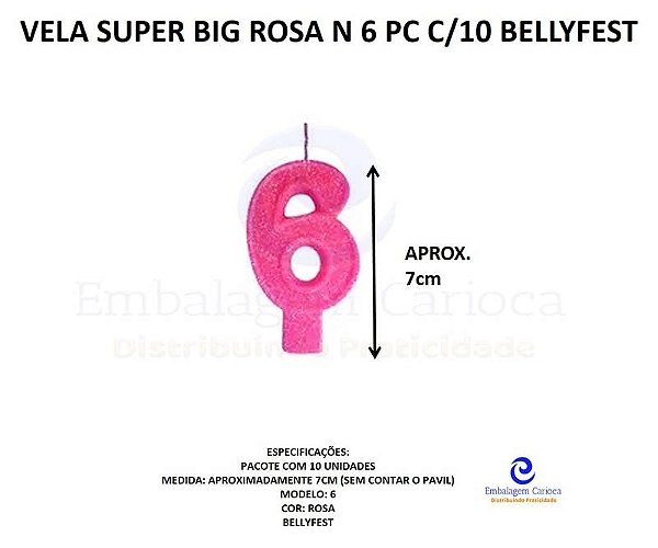 VELA SUPER BIG ROSA N 6 PC C/10 BELLYFEST