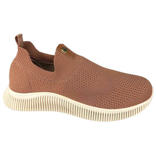 Tênis Feminino Modare Casual Gaspea Knit Genova Np Sense Flex - 7361.103 - Nude-Camel