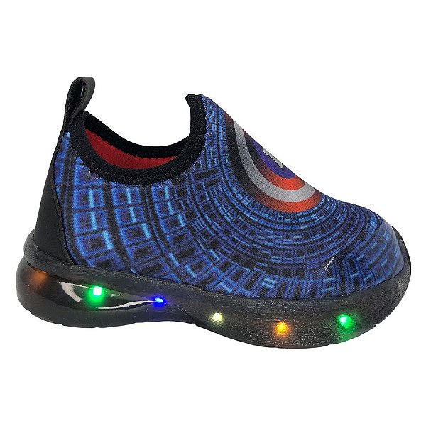 Tênis Menino Infantil Novopé Led Capitão America - 32001250-1415 - Preto