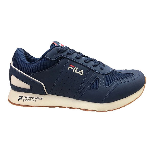 Tênis Masculino Fila Classic Runner SL - F01L039-3144 - Marinho-Bege-Vermelho