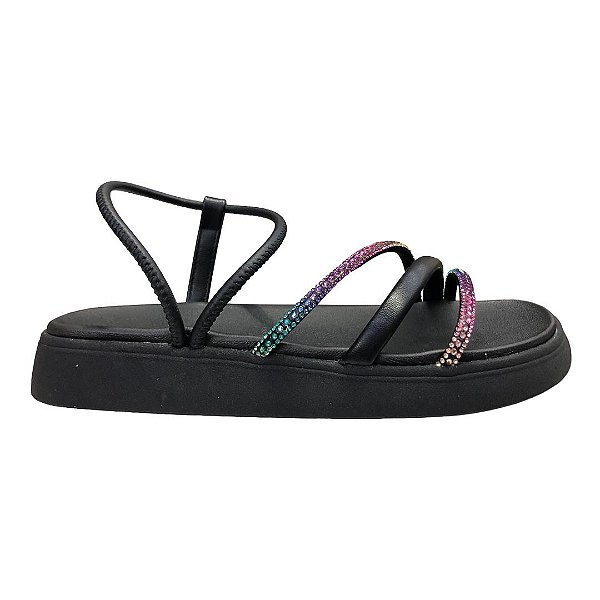 Sandália Feminina Moleca - 5469.120 - Preto-Multicolor