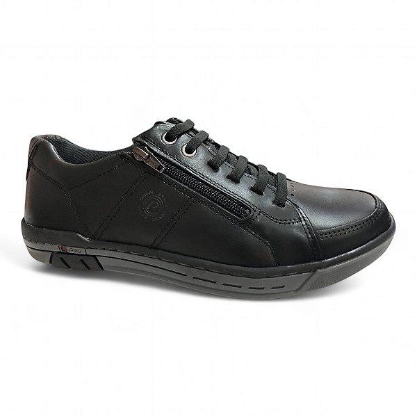 Sapatênis Masculino Pegada Couro - 119313-04 - Preto