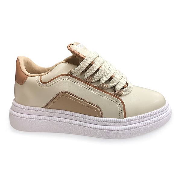 Tênis Feminino Moleca Casual - 5816.105 - Branco Off-Nude-Bege