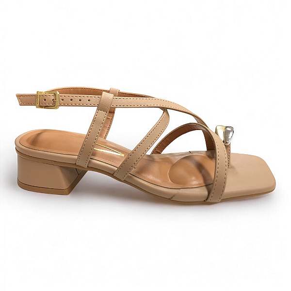 Sandália Feminina Vizzano Salto Bloco - 6454.123 - Bege