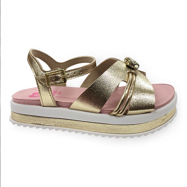 Sandália Menina Infantil Molekinha - 2305.1574 - Dourado