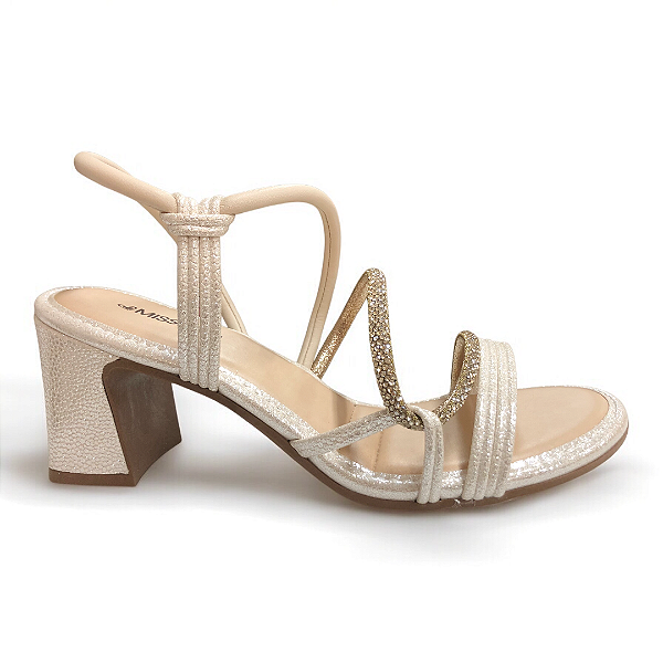 Sandália Feminina Mississipi Salto Grosso - MC415 - Branco Off