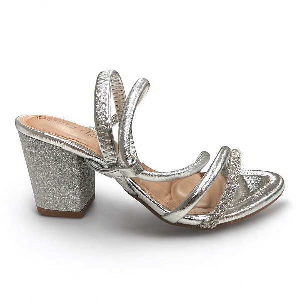 Sandália Feminina Beira Rio Social Salto Grosso - 8280.786 - Prata