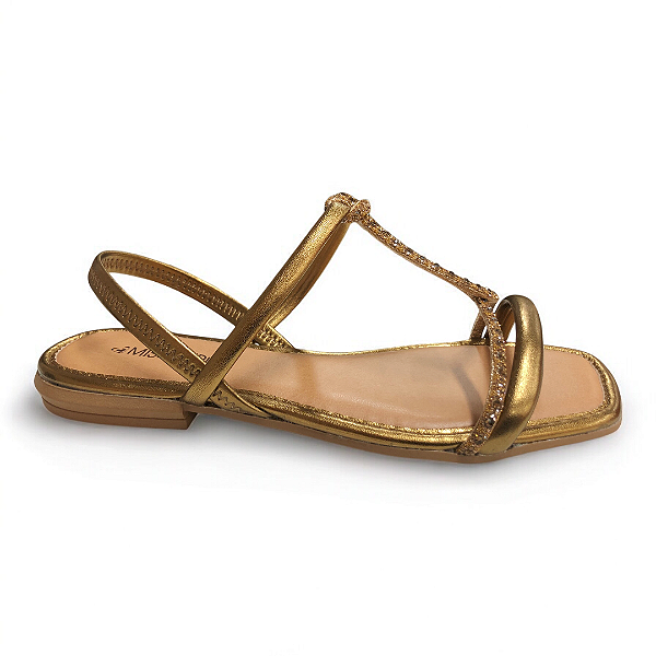 Sandália Feminina Mississipi Rasteira - MF842 - Dourado