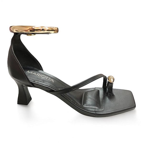 Sandália Feminina Mariotta Salto Taça Baixo - 20961-03 - Preto